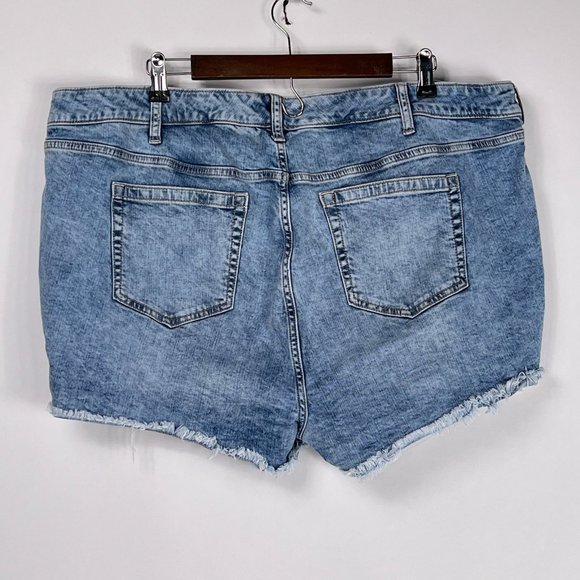 Torrid Blue Denim Distressed Cut Off Stretch High Rise Womens Shorts Size 24 - Picture 3 of 8